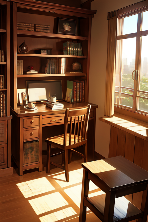 DarkSushiMix-2.25D result for Warm Study Room