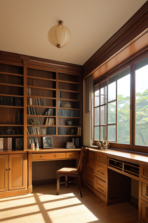 japaneseStyleRealistic_v20 result for Warm Study Room